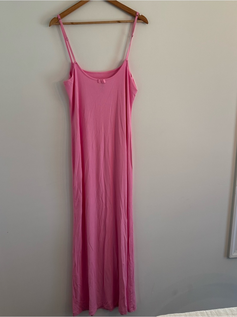 SKIMS Soft Lounge Ribbed Long Slip Dress Pink 4X Adjustable Straps Maxi - Picture 4 of 8